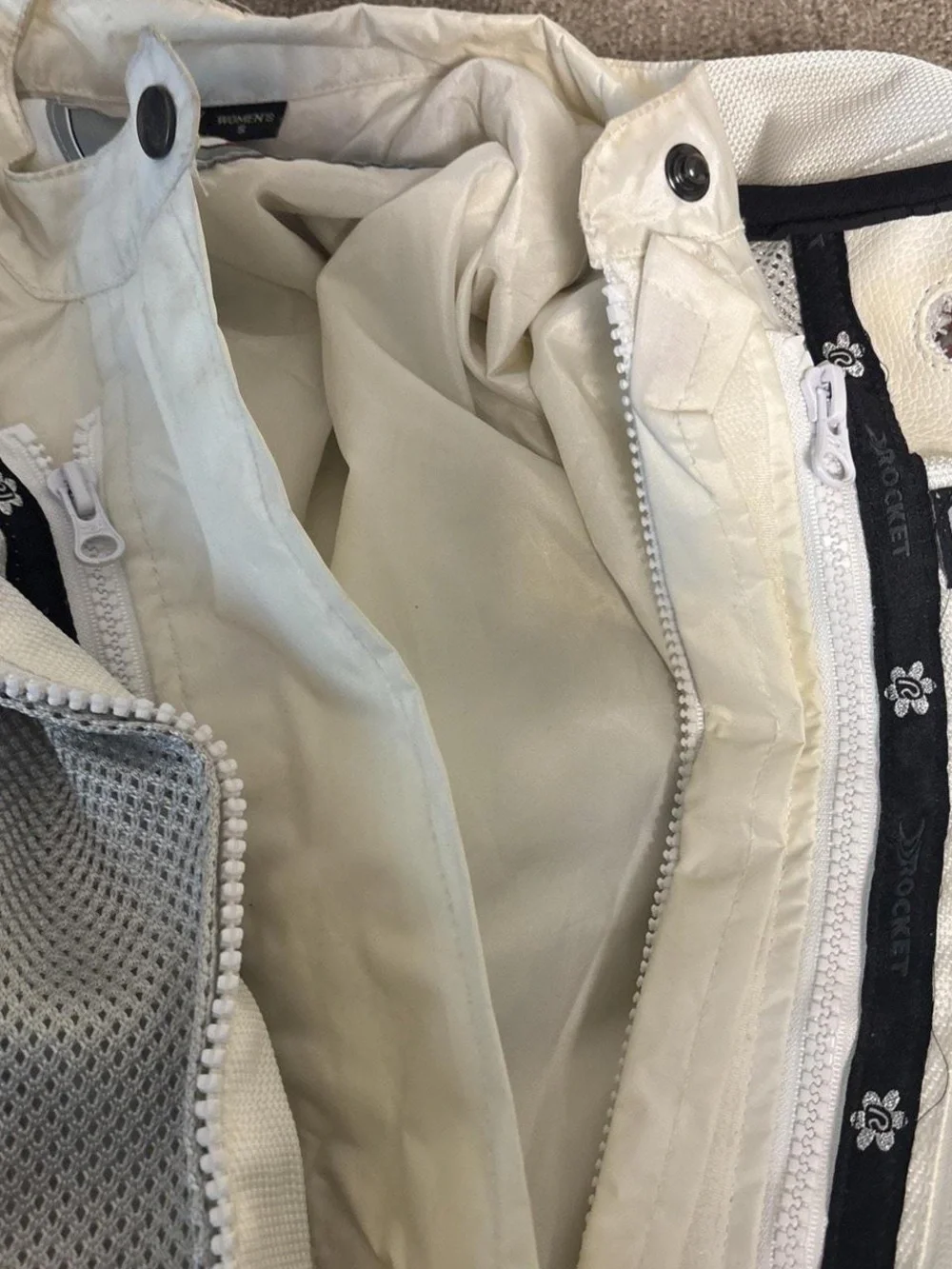 Joe Rocket White and Black Mesh Motorcycle Jacket with Sleeve Art